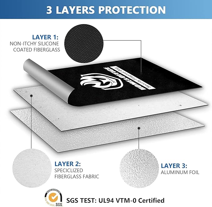 Upgraded Two Pockets Fireproof Document Bag (2000℉), andyer 15”x 11”Waterproof Fireproof Money Bag with Zipper, Waterproof Holder Pouch Fire Safe Envelope for Valuables, Legal Documents (Jet Black)